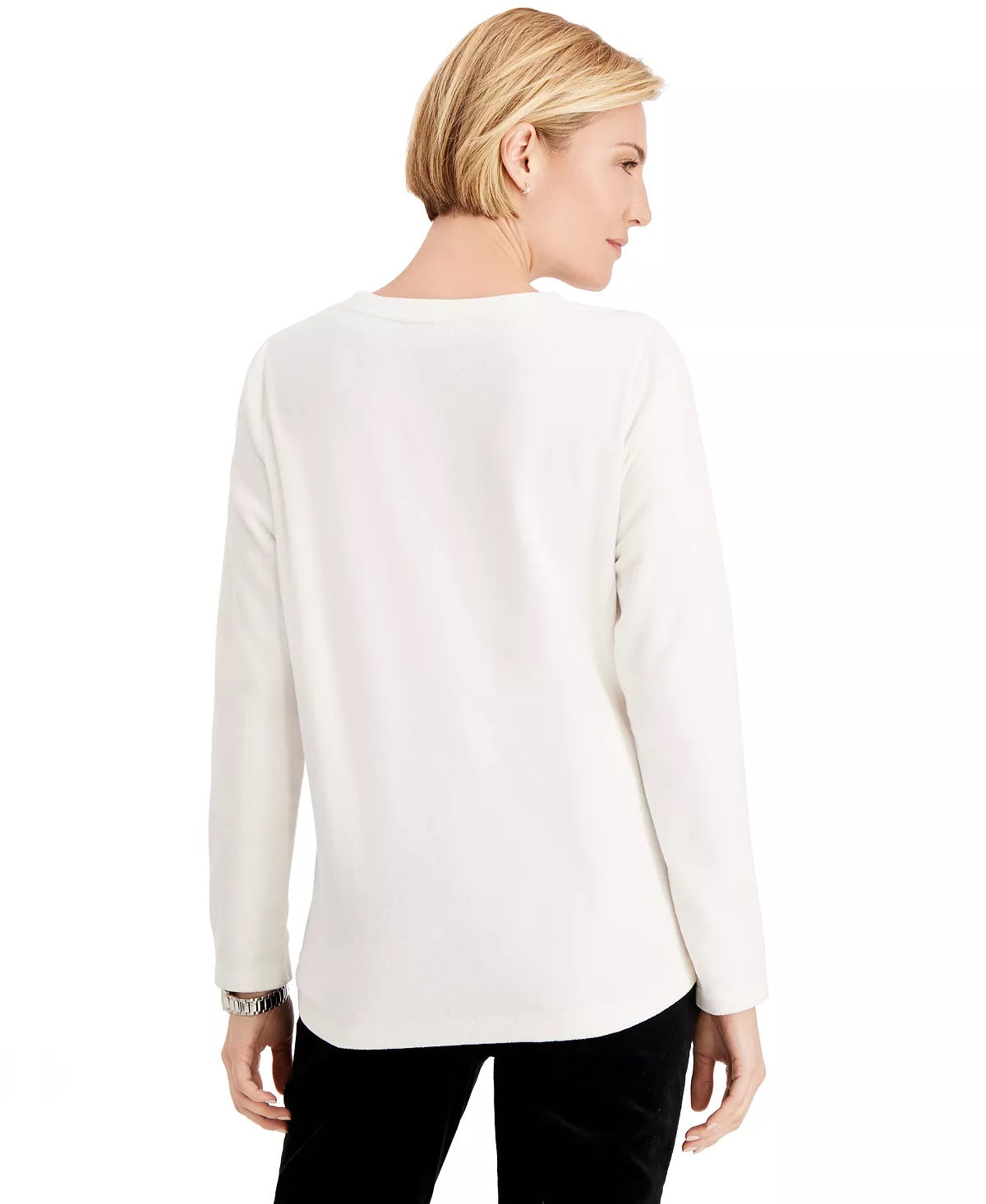 Karen Scott Women's Petite Microfleece Top White Size Petite XL