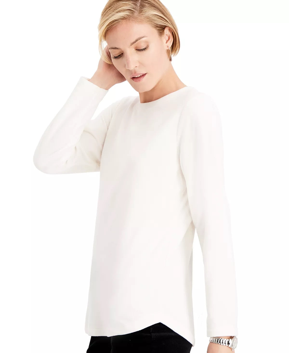 Karen Scott Women's Petite Microfleece Top White Size Petite XL