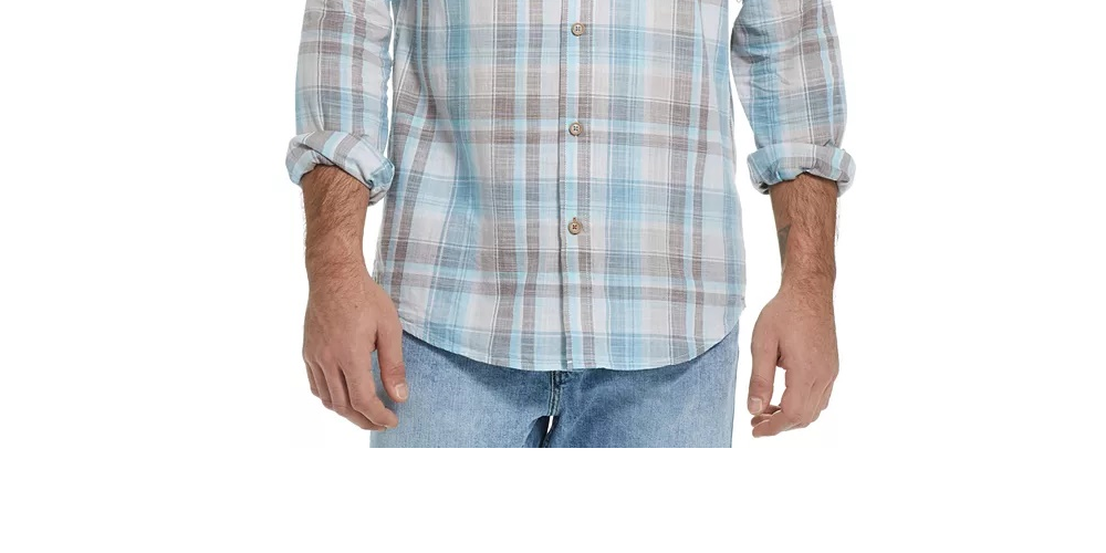 Weatherproof Vintage Men's Regular-Fit End-On-End Plaid Shirt Blue Size XXX-Large