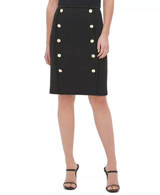 Calvin Klein Women's Button-Trim Pencil Skirt Black Size 2