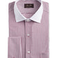 Tasso Elba Men's Burgundy Striped Collared Classic Fit Non Iron Dress Shirt Red Size 17- 32/33