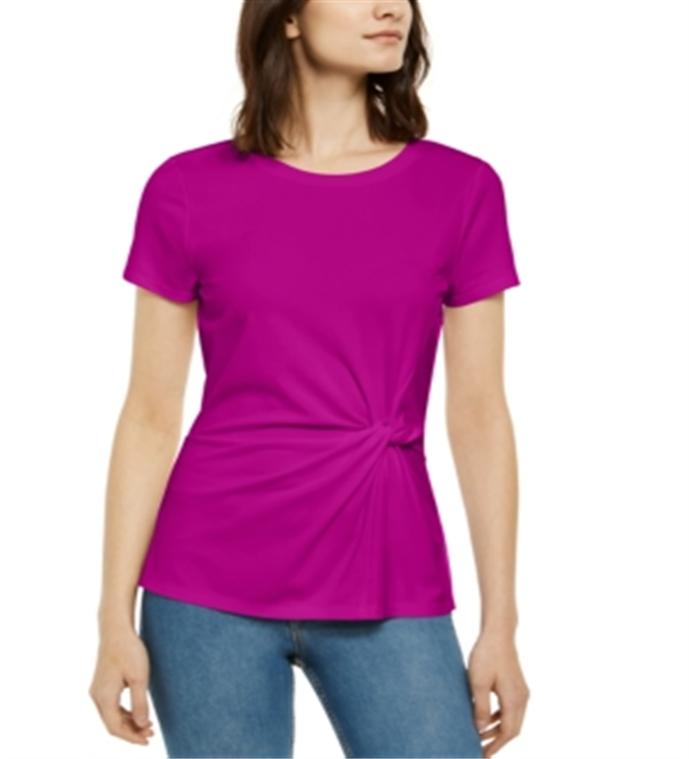 INC International Concepts Women's Ponte Knit Twist Top Purple Size -M
