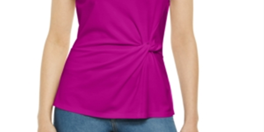 INC International Concepts Women's Ponte Knit Twist Top Purple Size -M