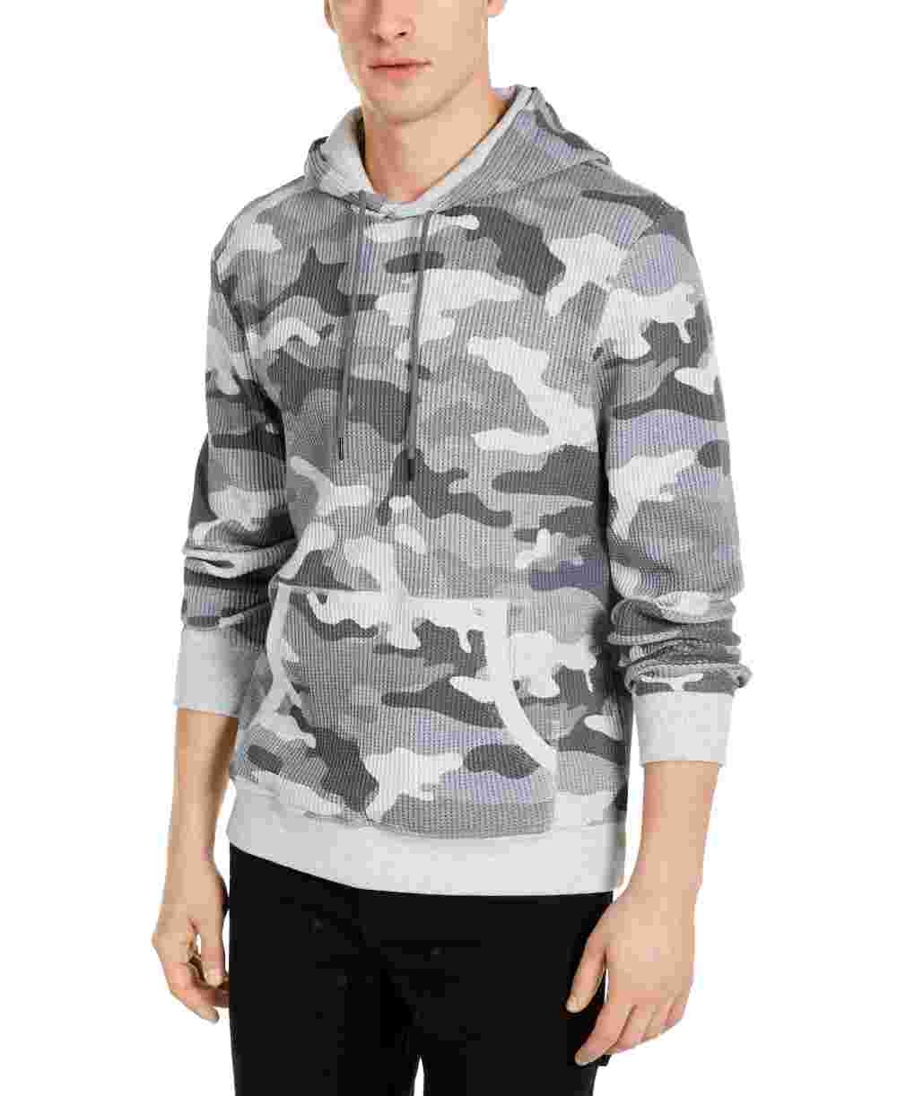 Sun + Stone Men's Camouflage Long Sleeve Crew Neck Draw String Sweater Gray Size Small