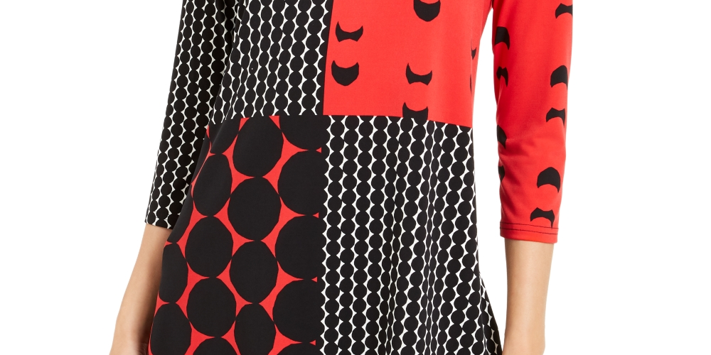 Alfani Women's Printed High Low Tunic Red Size X-Small