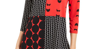 Alfani Women's Printed High Low Tunic Red Size X-Small