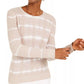 INC International Concepts Women's Ribbed Knit Tie Dye Crewneck Sweater Beige Size Medium
