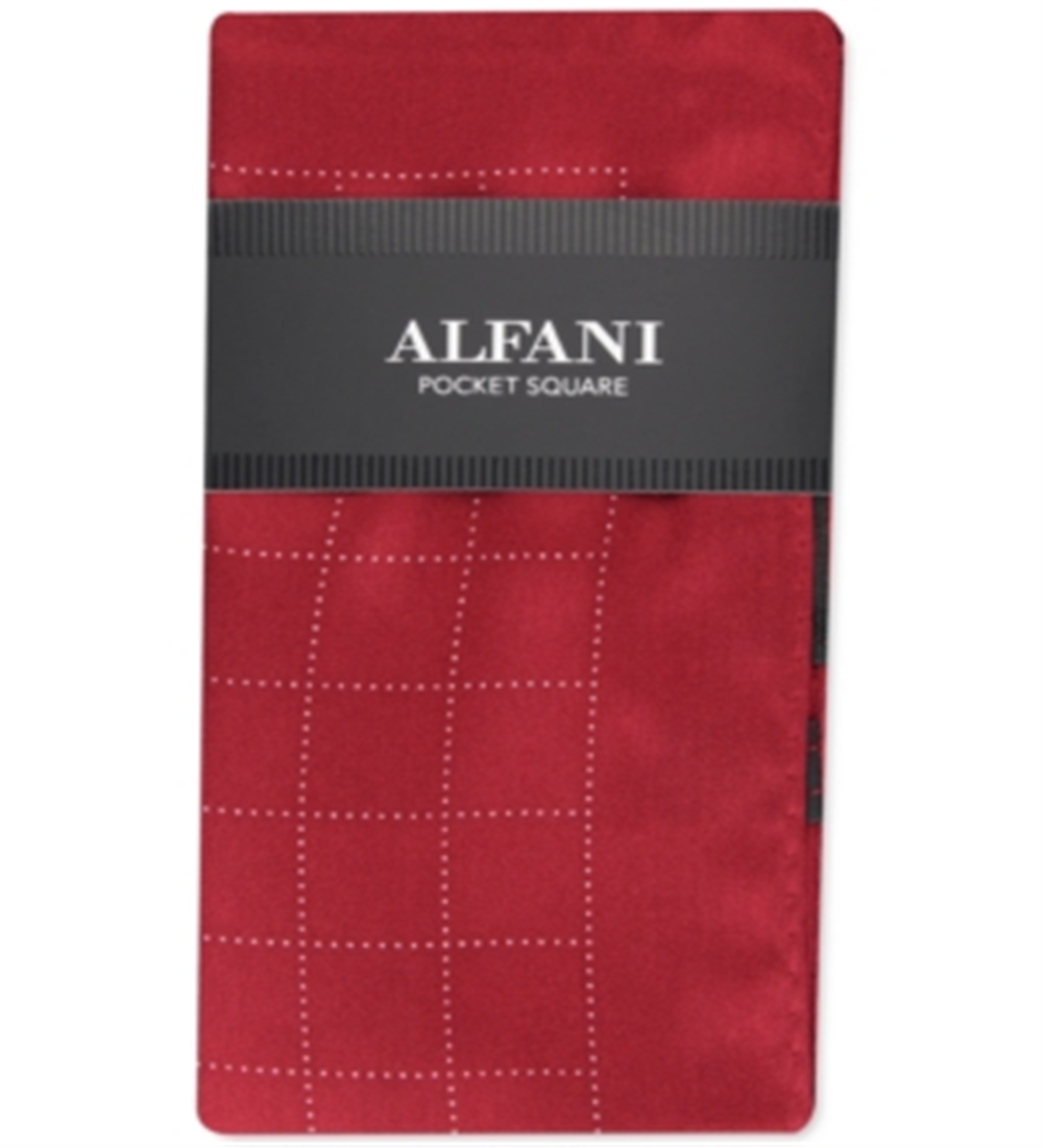 Alfani Men's Archer Silk Grid Pocket Square Red Size Regular
