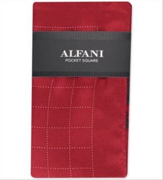 Alfani Men's Archer Silk Grid Pocket Square Red Size Regular