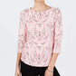 Charter Club Women's Pima Cotton Button Shoulder Printed Top  Pink Size S