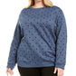 Karen Scott Women's PlusDotted Fleece Crewneck Top Blue Size 0X