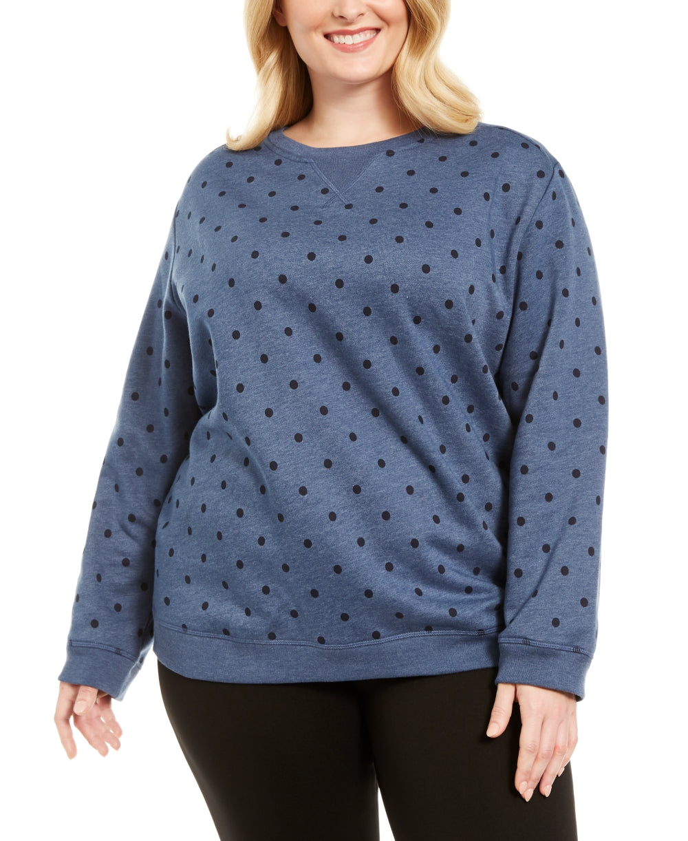 Karen Scott Women's PlusDotted Fleece Crewneck Top Blue Size 0X