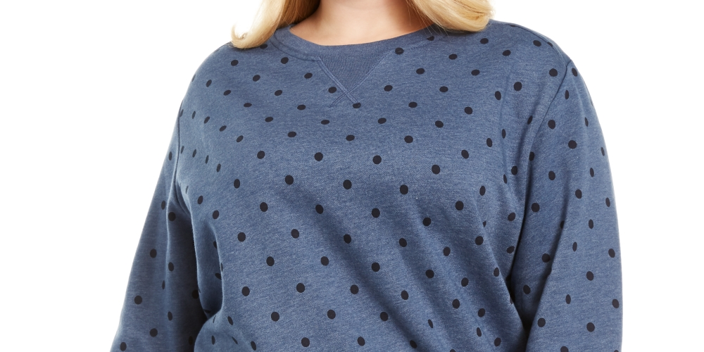 Karen Scott Women's PlusDotted Fleece Crewneck Top Blue Size 0X