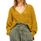 Free People Women's Textured V Neck Sweater  Size Yellow Size Large