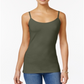 Planet Gold Women's Stretch Adjustable Spaghetti Strap Scoop Neck Tank Top Green Size Large