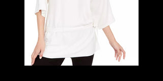 Alfani Women's Tie Waist 3/4 Sleeve Pullover Sweater White Size Medium