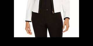 Calvin Klein Women's Piped Zip Front Jacket   White & Black Size 10