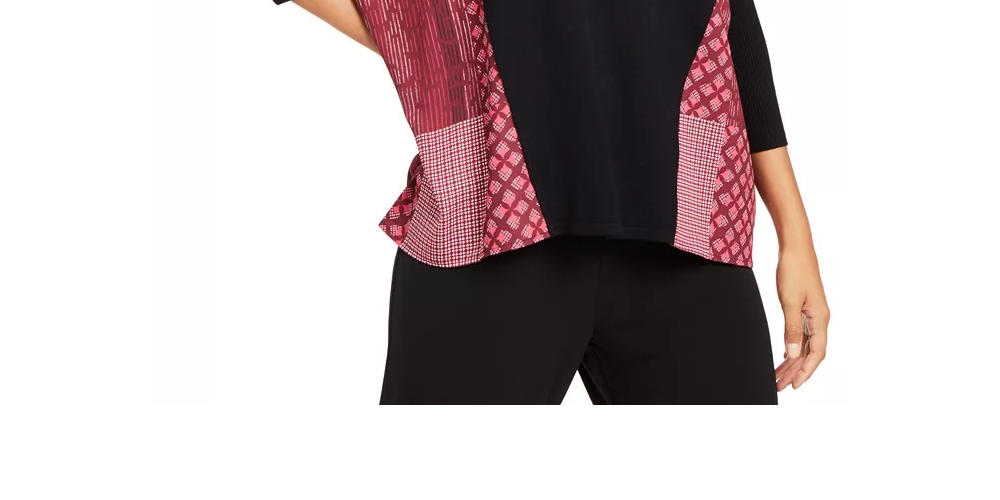 Alfani Women's Contrast Trim Poncho Sweater  Black Size XX-Large