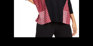 Alfani Women's Contrast Trim Poncho Sweater  Black Size XX-Large