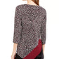 Alfani Women's Printed & Velvet Asymmetrical Top  Black Size Medium