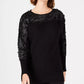 JM Collection Women's Embellished Mesh Sweater Black Size X-Small