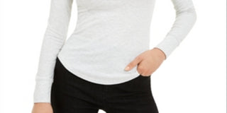 Juicy Couture Junior's Rib Knit Half Zip Turtleneck Top Gray Size M