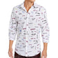 INC International Concepts Men's Printed Long Sleeve Classic Fit Button Down Casual Shirt White Size XX-Large