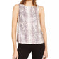 INC International Concepts Women's Snake Print Sequined Top Brown Size Petite L