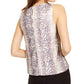 INC International Concepts Women's Snake Print Sequined Top Brown Size Petite L