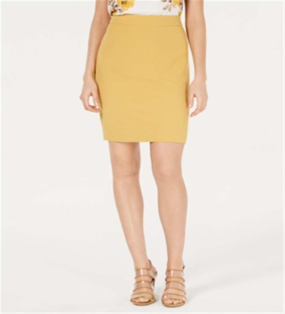 Bar III Women's Textured Crepe Skirt Yellow Size L