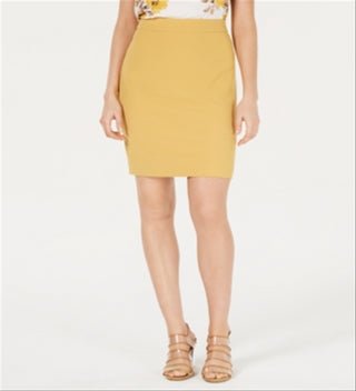 Bar III Women's Textured Crepe Skirt Yellow Size L