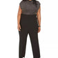 Love Squared Women's Plus Embellished Tie Neck Jumpsuit Black Size 1X
