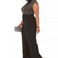 Love Squared Women's Plus Embellished Tie Neck Jumpsuit Black Size 1X