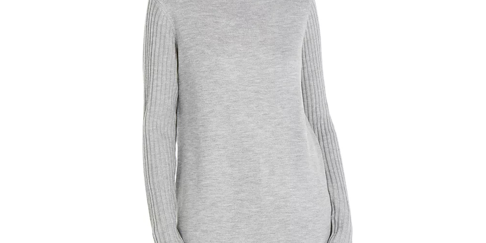 INC International Concepts Women's Mock Neck Stitched Tunic Gray Size Small