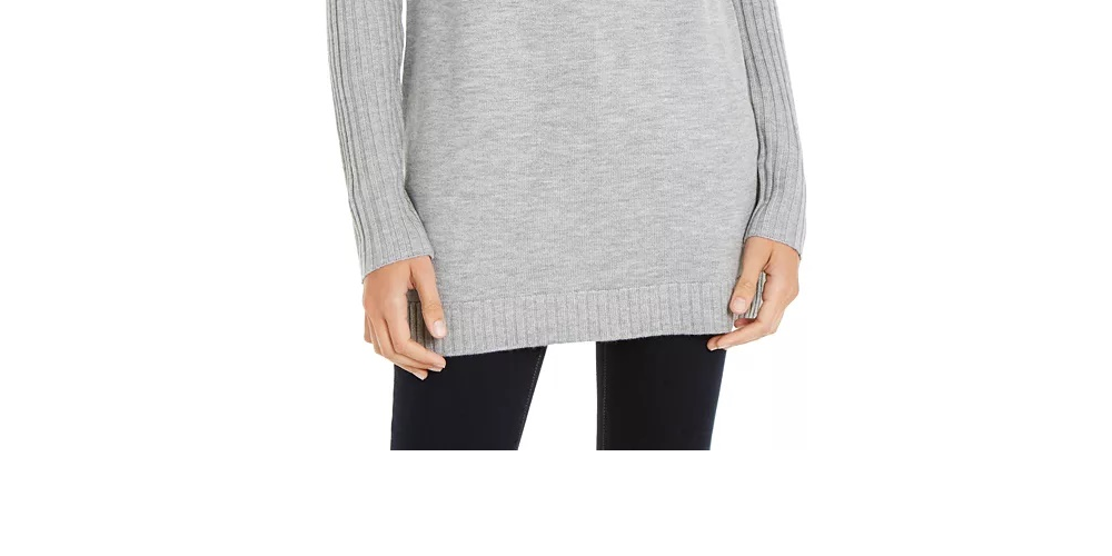 INC International Concepts Women's Mock Neck Stitched Tunic Gray Size Small