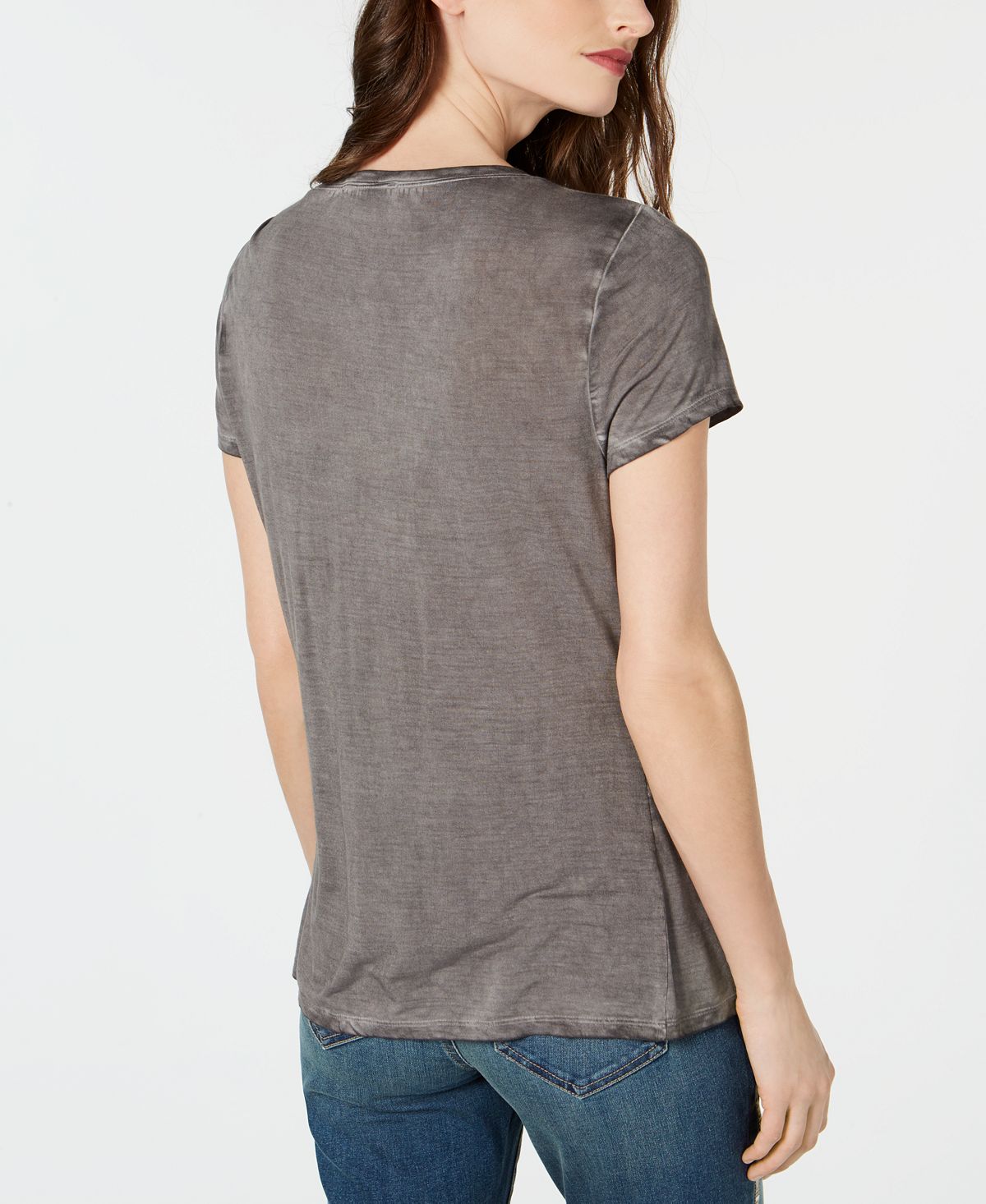 Inc Embellished Love T-Shirt Gray Size L