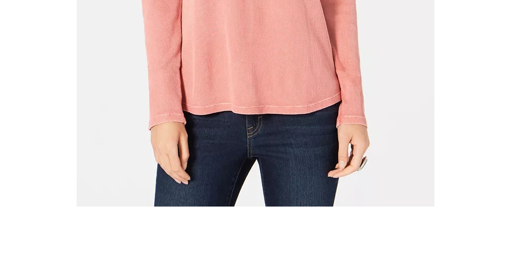 Style & Co Women's Cotton Thermal Top Coral Size PP