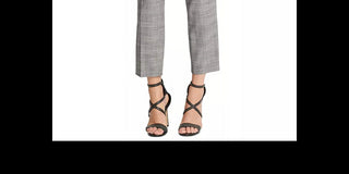 DKNY Women's Belted Essex Ankle Plaid Pant Gray Size 10 Petite