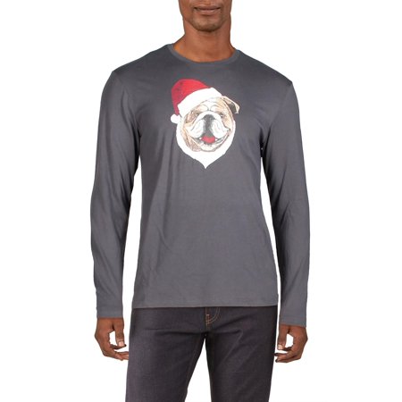 Club Room Men's Santa Bulldog Holiday Party Christmas Top Gray Size Small