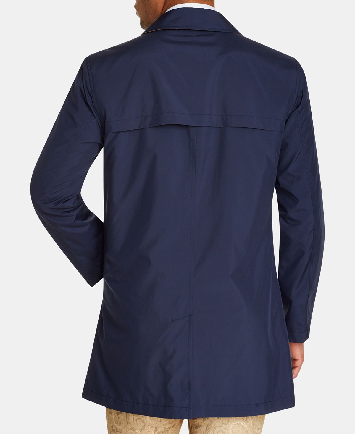 Tallia Men's Slim Fit Solid Packable Trench Coat Blue Size Size Large