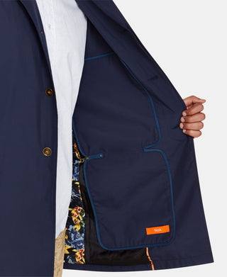 Tallia Men's Slim Fit Solid Packable Trench Coat Blue Size Size Large