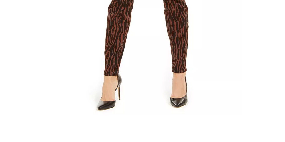 INC International Concepts Women's Printed Curvy Fit Skinny Jeans Brown Size 16