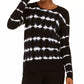 INC International Concepts Women's Petite Cotton Tie-Dyed Striped Sweater Black Size Petite S/M