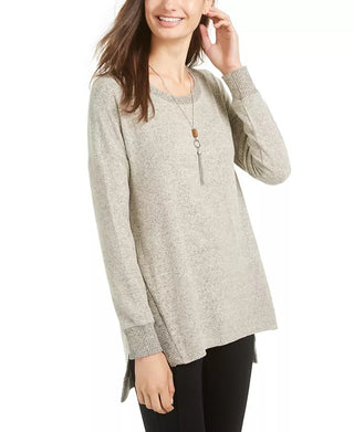 BCX Juniors' Shine Tunic Sweater With Necklace Black Size Small