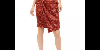 INC International Concepts Women's Snake Print Mini Asymmetrical Skirt Orange Size 8