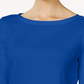 Charter Club Women's Pima Cotton Boat-Neck Button-Shoulder Top Blue Size X-Large