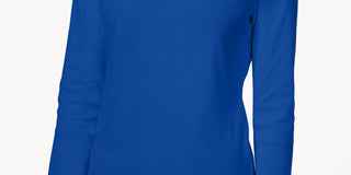 Charter Club Women's Pima Cotton Boat-Neck Button-Shoulder Top Blue Size X-Large