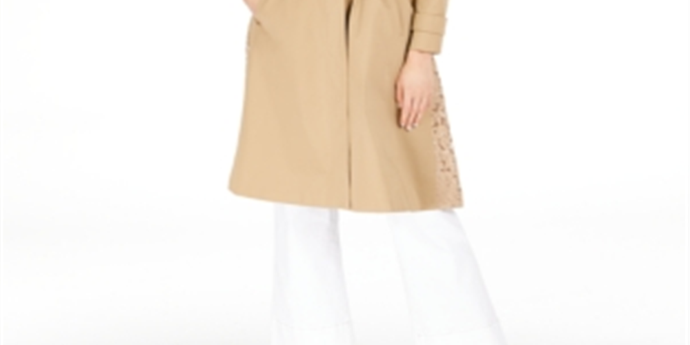 INC International Concepts Women's Long Lace Back Trench Coat Brown Size XL