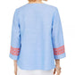 Charter Club Women's Embroidered Tasseled Blouse Blue Size XX-Large