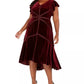 Taylor Women's Plus Size Velvet High-Low A-Line Dress Purple Size 16W